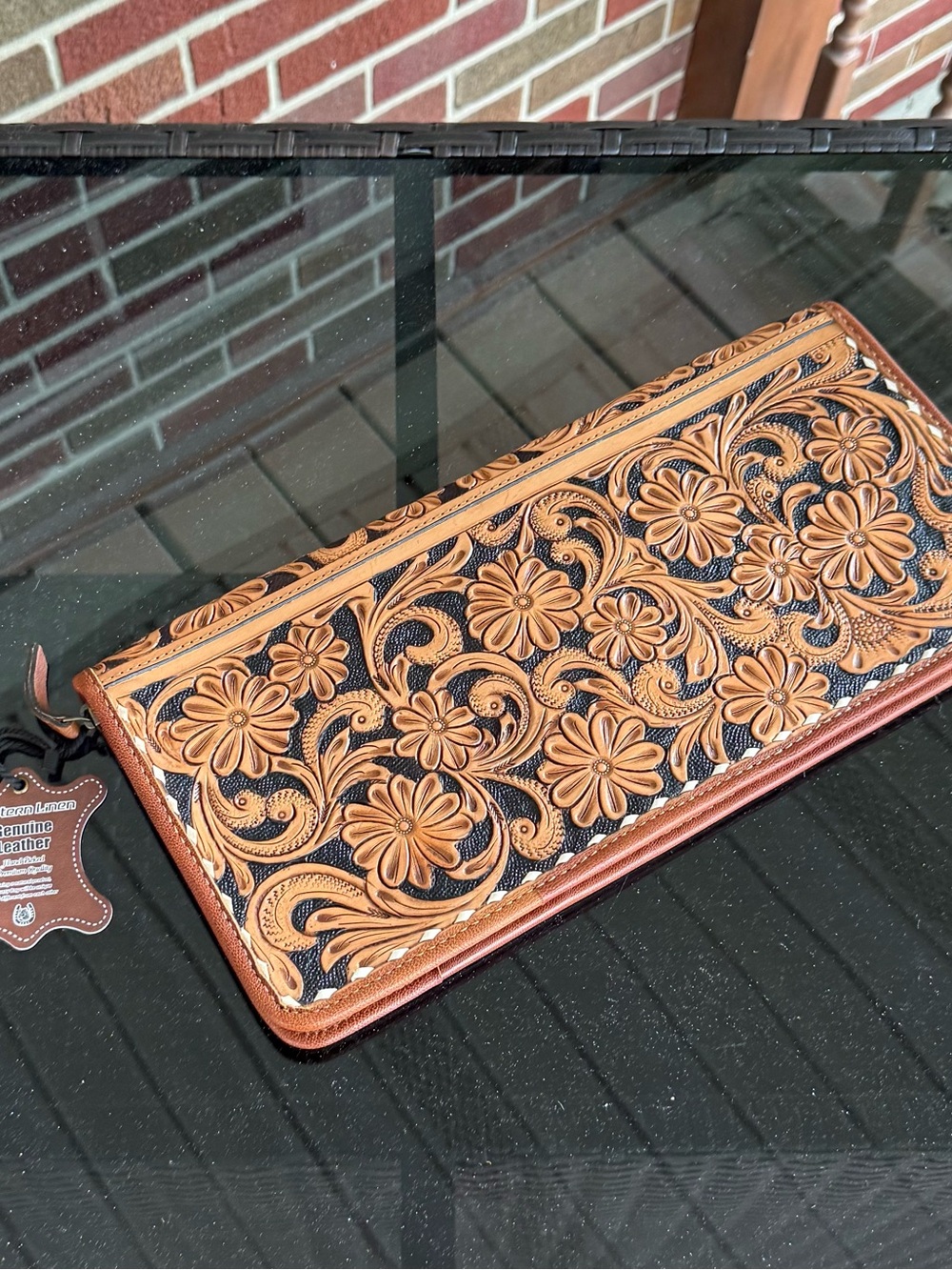 Tooled Floral Leather Travel Jewelry Case